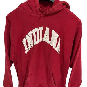 Indiana Hoosiers Hooded Sweatshirt Size Large Embroidered Red Thick